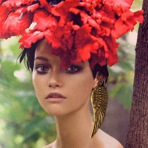 Gold Angel Wing Statement Earrings